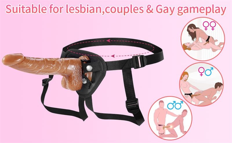 Brown Strap on Dildo with Harness, 8.31 Inch Wearable Realistic Dildo with Strong Suction Cup G Spot Stimulator
