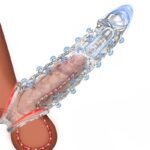 Clear Penis Sleeve Vibrating Cock Sleeve with Clitoral Stimulator Soft Graininess Shaped Penis Extender Sex Toy