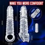 Clear Penis Sleeve Vibrating Cock Sleeve with Clitoral Stimulator Soft Graininess Shaped Penis Extender Sex Toy - Image 4