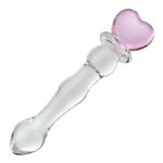 Heart Shape Glass Dildo Butt Plug, Crystal Massager Anal Sex Toys for Women Glass Pleasure Wand Couple