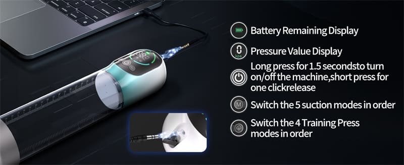 Hotsvibe 2 in 1 Electric Vacuum Pump with 6 Training Modes Male Penis Pump for ED Treatment with 5 Suction Modes