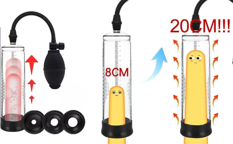 Hotsvibe Manual Penis Pump Sex Toys for Men Penis Extender with 3pcs Suction Sleeves Extend Vacuum Pump