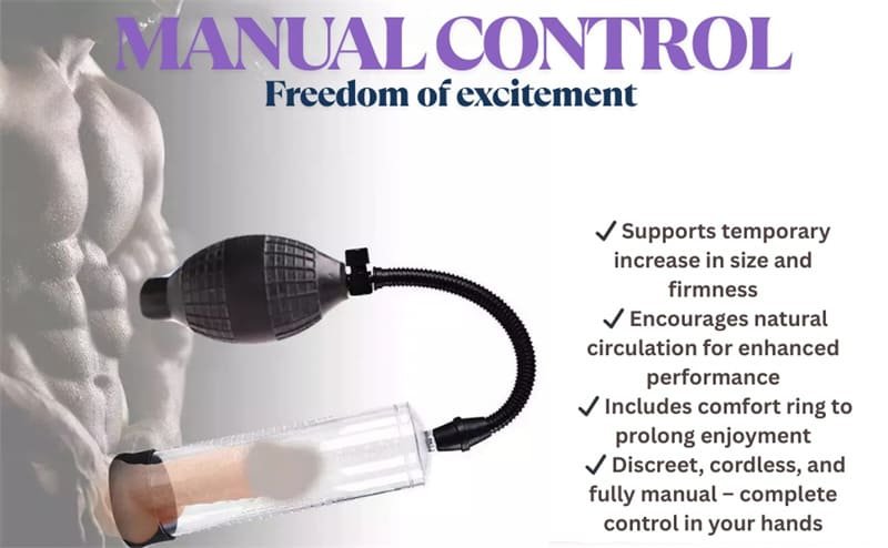 Hotsvibe Manual Penis Pump Sex Toys for Men Penis Extender with 3pcs Suction Sleeves Extend Vacuum Pump