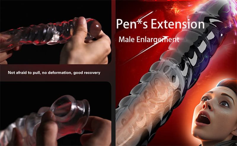 Hotsvibe Reusable Penis Sleeve Extender for Men Soft Black Cock Sleeve Girth Enhancer Sleeve Enlargement