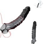 Hotsvibe Reusable Penis Sleeve Extender for Men Soft Black Cock Sleeve Girth Enhancer Sleeve Enlargement