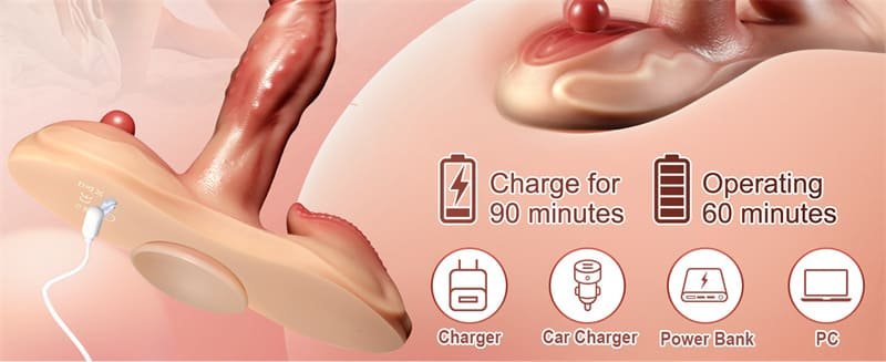 Hotsvibe Sex Toys Sit and Ride Thrusting Dildo Vibrator with Heated 10 Thrusting & 7 Vibrating for G Spot Stimulation