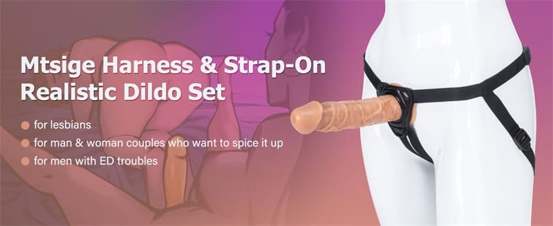 Hotsvibe Strap On Dildo Harness Set with Suction Cup Adjustable Harness Realistic Silicone Dildos for Lesbian