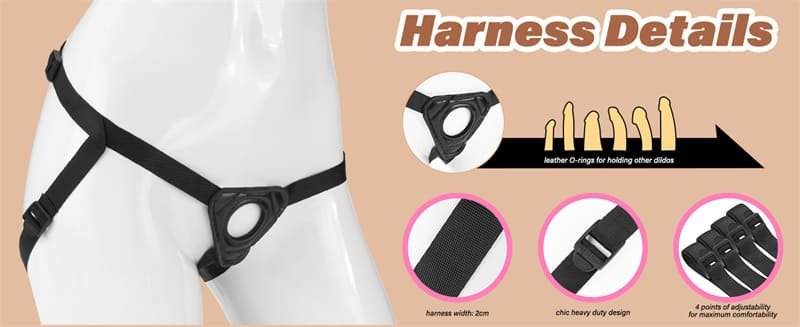 Hotsvibe Strap On Dildo Harness Set with Suction Cup Adjustable Harness Realistic Silicone Dildos for Lesbian