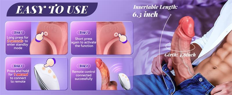 Hotsvibe Thrusting Dildo Vibrator with 10 Vibrating & Thrusting Safety Soft Silicone Dildo for Vagina Anal Stimulation