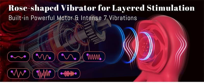 Hotsvibe Vibrating Cock Ring with Rose Clitoral Stimulator Penis Ring Vibrator with 7 Vibrations Male Couple Sex Toy 10