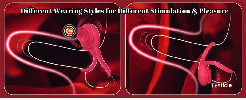 Hotsvibe Vibrating Cock Ring with Rose Clitoral Stimulator Penis Ring Vibrator with 7 Vibrations Male Couple Sex Toy 12