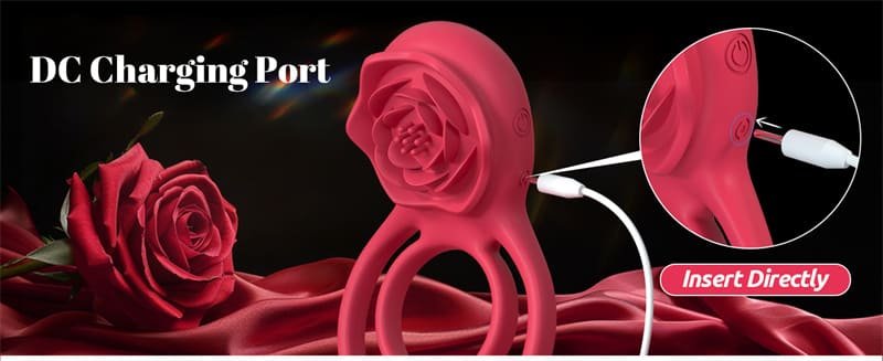 Hotsvibe Vibrating Cock Ring with Rose Clitoral Stimulator Penis Ring Vibrator with 7 Vibrations Male Couple Sex Toy 13