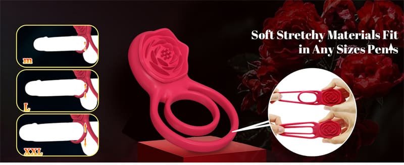 Hotsvibe Vibrating Cock Ring with Rose Clitoral Stimulator Penis Ring Vibrator with 7 Vibrations Male Couple Sex Toy 14