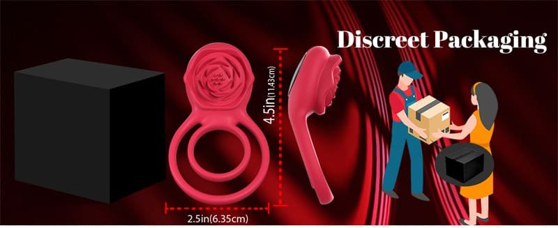 Hotsvibe Vibrating Cock Ring with Rose Clitoral Stimulator Penis Ring Vibrator with 7 Vibrations Male Couple Sex Toy 17