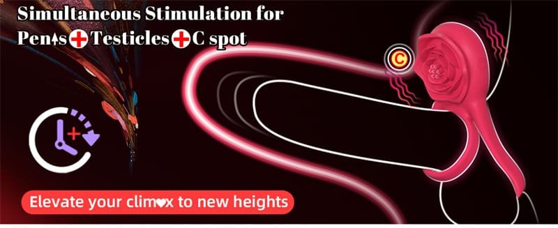 Hotsvibe Vibrating Cock Ring with Rose Clitoral Stimulator Penis Ring Vibrator with 7 Vibrations Male Couple Sex Toy 9