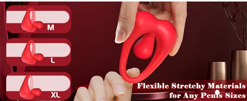 Hotsvibe Vibrating Penis Ring with 360° Adjustable Tongue Clitoral Taint Testicle Stimulator & 9 Vibration Modes