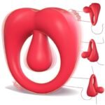 Hotsvibe Vibrating Penis Ring with 360° Adjustable Tongue Clitoral Taint Testicle Stimulator & 9 Vibration Modes