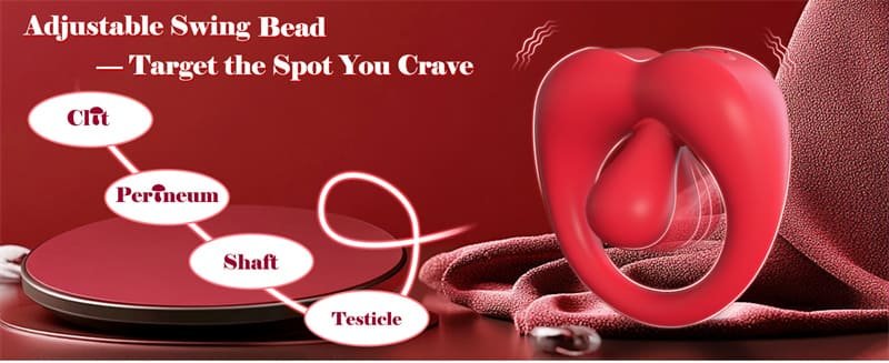 Hotsvibe Vibrating Penis Ring with 360° Adjustable Tongue Clitoral Taint Testicle Stimulator & 9 Vibration Modes