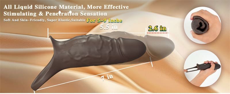 Hotsvibe Vibrating Penis Sleeve Cock Ring for Penis Testicles G Spot Penis Extender Vibrator