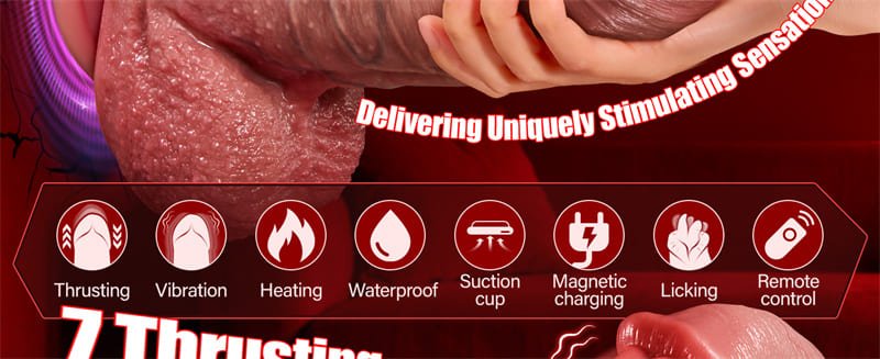 Hotsvibe Huge Realistic Thrusting Dildo Sex Toys Vibrator with 7 Thrusting 10 Vibrating Licking Mode Penis Dildos