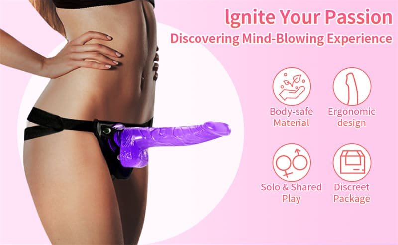 Purple Strap on Dildo with Harness, 8.31 Inch Wearable Realistic Dildo with Strong Suction Cup G Spot Stimulator