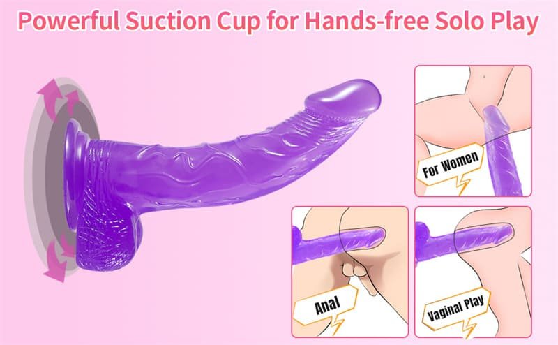 Purple Strap on Dildo with Harness, 8.31 Inch Wearable Realistic Dildo with Strong Suction Cup G Spot Stimulator