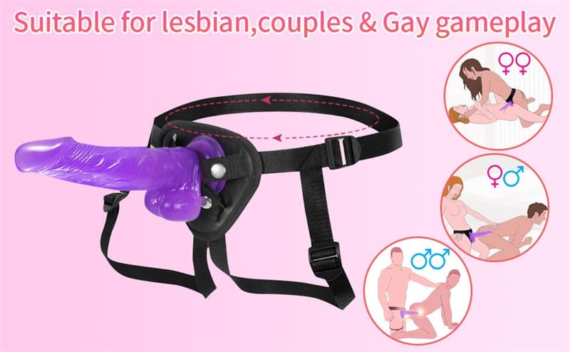 Purple Strap on Dildo with Harness, 8.31 Inch Wearable Realistic Dildo with Strong Suction Cup G Spot Stimulator