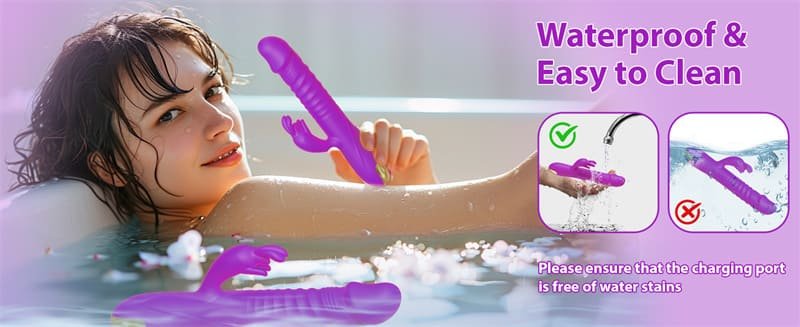 Purple Thrusting Dildo Vibrators with 3 Thrusting and 10 Vibrating Modes Rabbit Vibrator for Solo and Couples 12