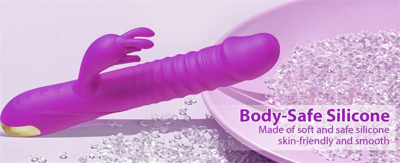 Purple Thrusting Dildo Vibrators with 3 Thrusting and 10 Vibrating Modes Rabbit Vibrator for Solo and Couples 13