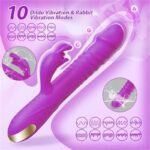 Purple Thrusting Dildo Vibrators with 3 Thrusting and 10 Vibrating Modes Rabbit Vibrator for Solo and Couples - Image 2