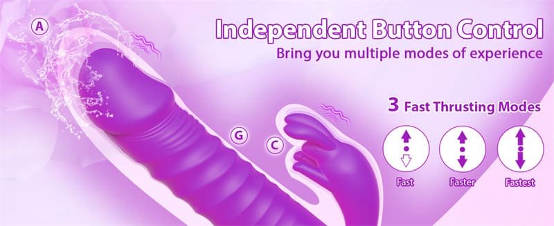 Purple Thrusting Dildo Vibrators with 3 Thrusting and 10 Vibrating Modes Rabbit Vibrator for Solo and Couples 8