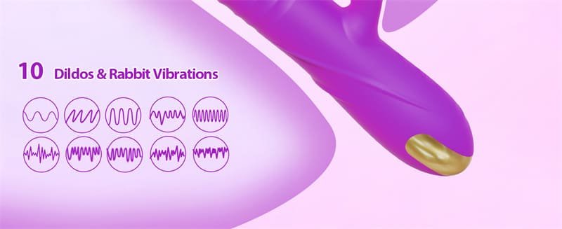 Purple Thrusting Dildo Vibrators with 3 Thrusting and 10 Vibrating Modes Rabbit Vibrator for Solo and Couples 9