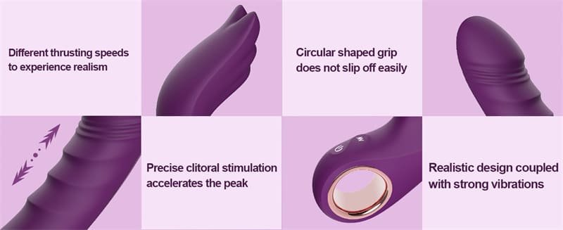Purple Thrusting Vibrator G Spot Dildos with 3 Thrusting 10 Vibrations Modes for Dual Stimulation Rabbit Vibrator 10