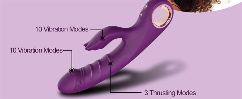 Purple Thrusting Vibrator G Spot Dildos with 3 Thrusting 10 Vibrations Modes for Dual Stimulation Rabbit Vibrator 8