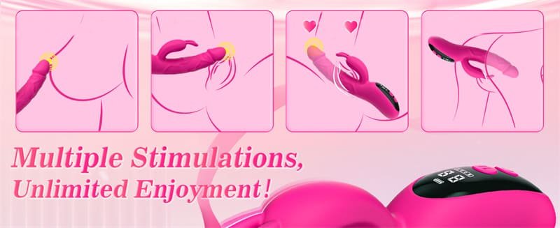Rabbit Dildo Vibrator for Women with 9 Thrust 9 Vibration Modes Thrusting Dildo Vibrator for Clitoris Stimulation