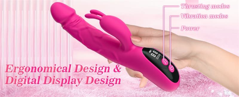 Rabbit Dildo Vibrator for Women with 9 Thrust 9 Vibration Modes Thrusting Dildo Vibrator for Clitoris Stimulation
