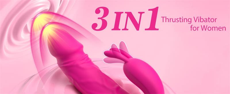 Rabbit Dildo Vibrator for Women with 9 Thrust 9 Vibration Modes Thrusting Dildo Vibrator for Clitoris Stimulation