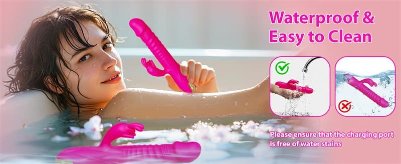 Rose Rabbit Vibrator with 3 Thrusting and 10 Vibrating Modes Silicone Thrusting Dildo Vibrators for Couples 11
