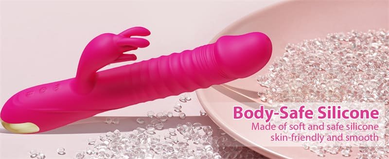 Rose Rabbit Vibrator with 3 Thrusting and 10 Vibrating Modes Silicone Thrusting Dildo Vibrators for Couples 12