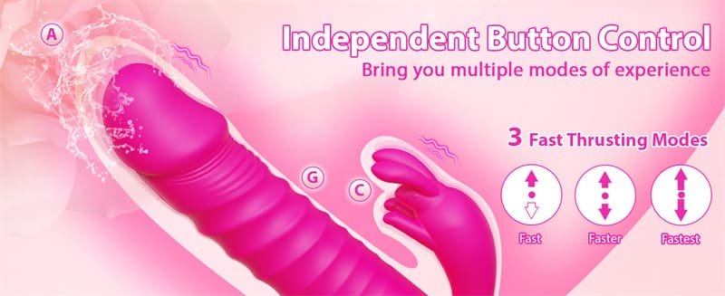 Rose Rabbit Vibrator with 3 Thrusting and 10 Vibrating Modes Silicone Thrusting Dildo Vibrators for Couples 8