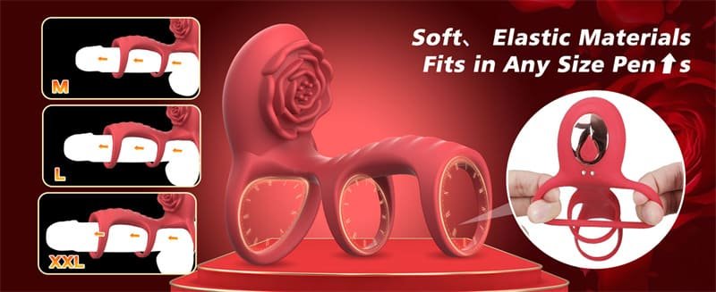 Rose Vibrating Cock Ring with Clitoral G Spot Stimulation & Remote Control 9 Vibrations Couple Sex Toys