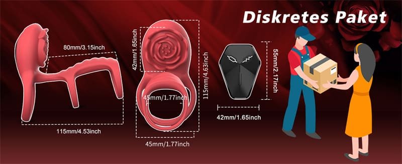 Rose Vibrating Cock Ring with Clitoral G Spot Stimulation & Remote Control 9 Vibrations Couple Sex Toys