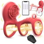 Rose Vibrating Cock Ring with Clitoral G Spot Stimulation & Remote Control 9 Vibrations Couple Sex Toys