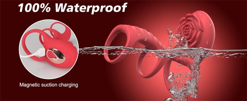 Rose Vibrating Cock Ring with Clitoral G Spot Stimulation & Remote Control 9 Vibrations Couple Sex Toys