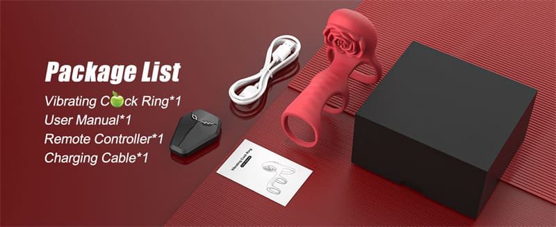 Rose Vibrating Cock Ring with Clitoral G Spot Stimulation & Remote Control 9 Vibrations Couple Sex Toys