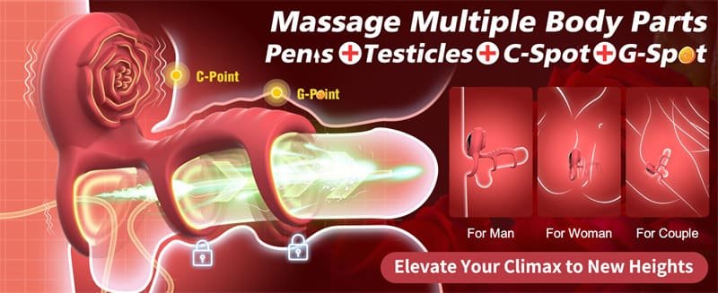 Rose Vibrating Cock Ring with Clitoral G Spot Stimulation & Remote Control 9 Vibrations Couple Sex Toys
