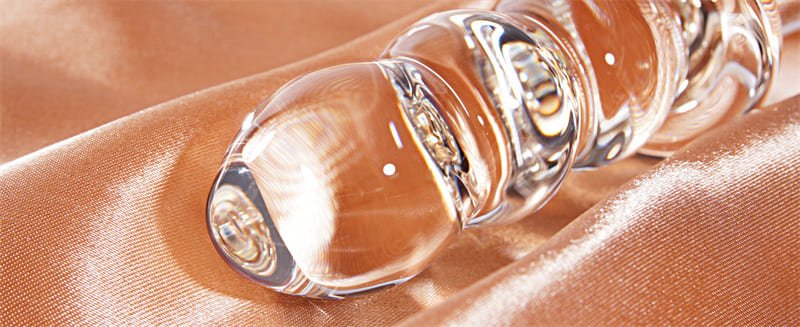 Small Crystal Glass Dildo, 7.6 Inch Curved Double-Ended Anal Plug Beads Dildo Beginner Massager Anal Toy