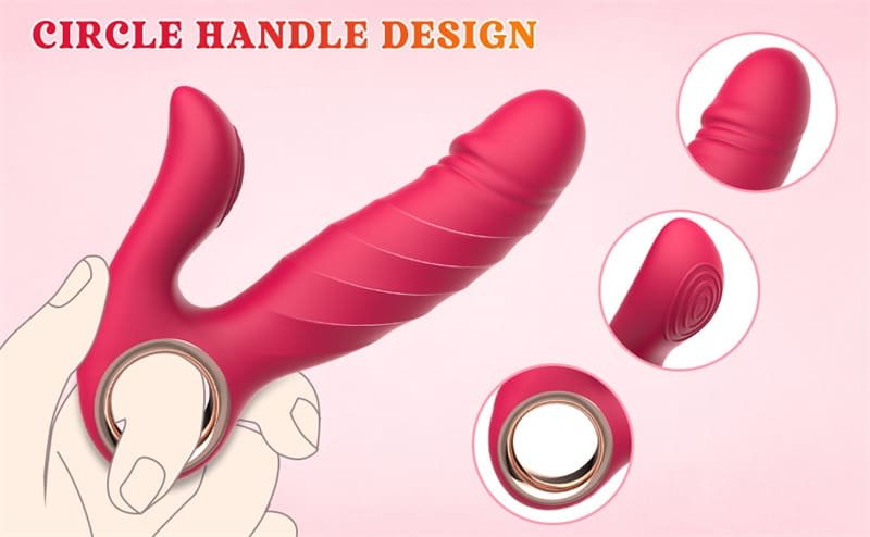 Thrusting Rabbit Vibrator with 5 Thrusting 10 Vibration Modes G Spot Vibrator Dildowith Easy Grip Ring Handle 10
