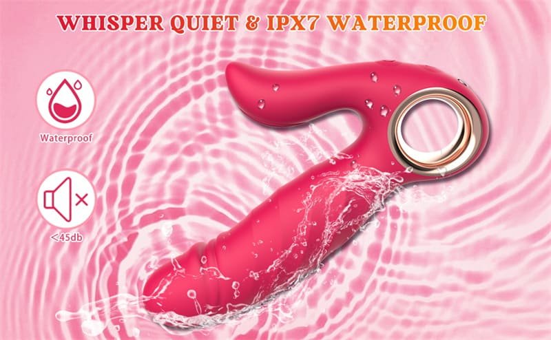Thrusting Rabbit Vibrator with 5 Thrusting 10 Vibration Modes G Spot Vibrator Dildowith Easy Grip Ring Handle 11