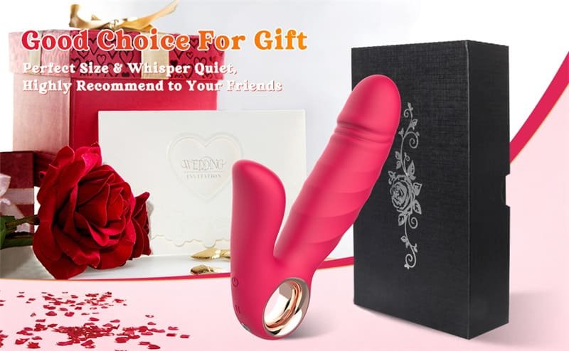 Thrusting Rabbit Vibrator with 5 Thrusting 10 Vibration Modes G Spot Vibrator Dildowith Easy Grip Ring Handle 13